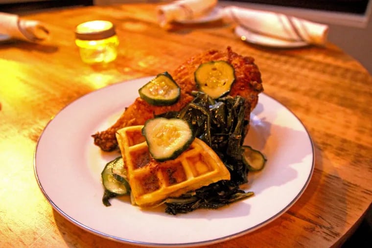 Fried chicken and waffle at Gin &amp; Pop, 1839 Poplar St.