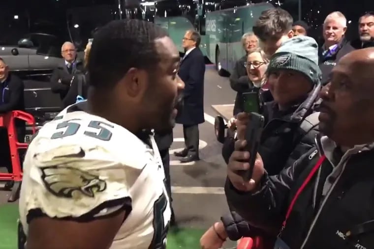Eagles defensive lineman Brandon Graham had fun calling out NBC Sports Philadelphia's Derrick Gunn after the team's win over the Jacksonville Jaguars in London on Sunday.