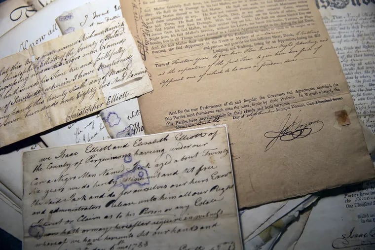 A sample of indenture documents at the Historical Society of Pennsylvania. It is part of the Pennsylvania Abolition Society papers collection.