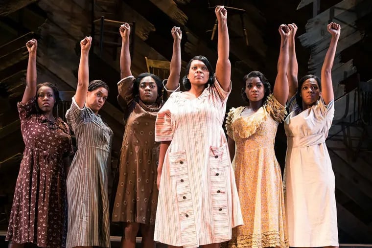 Carrie Compere (center) and the cast of “The Color Purple,” Dec. 12-17 at the Forrest Theatre.