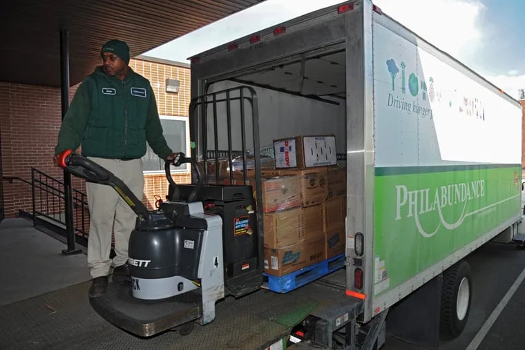 Food from Philabundance is loaded onto a truck. The hunger-relief agency will be collaborating with partners to create an Emergency Market to help feed federal workers hurt by the partial government shutdown.