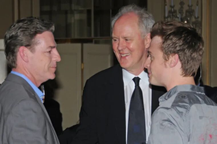 At a party after the Pennsylvania Ballet&#0039;s premiere of Christopher Wheeldon&#0039;s &quot;Carnival of the Animals,&quot; actor John Lithgow (center), who wrote the narration, talks with Wheeldon (right) and the ballet&#0039;s Roy Kaiser.