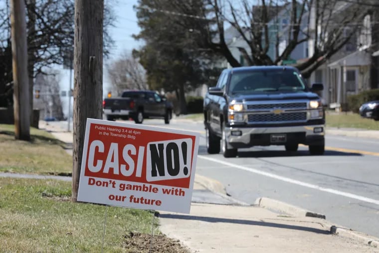Signage in Morgantown against the proposed casino site March 26, 2019 DAVID SWANSON / Staff Photographer