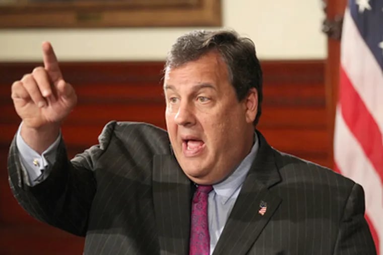 Gov. Christie answers questions after announcing he won't run for president in 2012. (Michael Bryant / Staff Photographer)