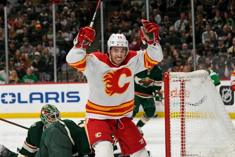 Calgary Flames left wing Johnny Gaudreau put up a career-best 40 goals, 75 assists and 115 points in 2021-22, finishing second in the NHL in scoring behind Edmonton's Connor McDavid.