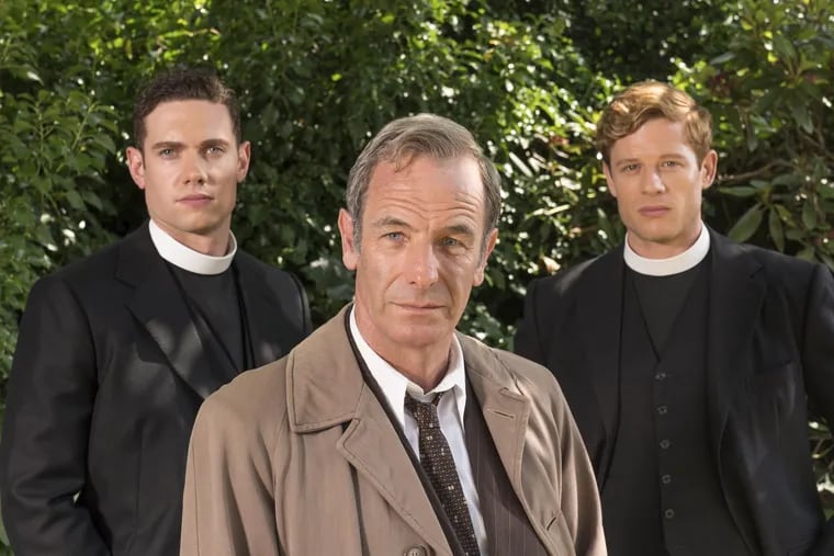 "Grantchester" undergoes some changes as the series returns to PBS's "Masterpiece" for a fourth season, which will see the Introduction of Tom Brittney (left, with Robson Green as Detective Geordie Keating and James Norton as the Rev. Sidney Chambers) as the Rev. Will Davenport, and the departure of Norton's character, the Rev. Sidney Chambers.