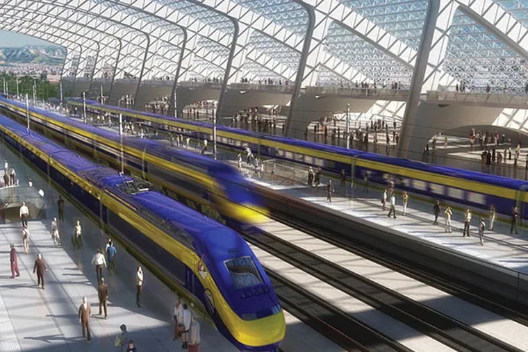 Rendering of a high-speed rail station from the California High-Speed Rail.