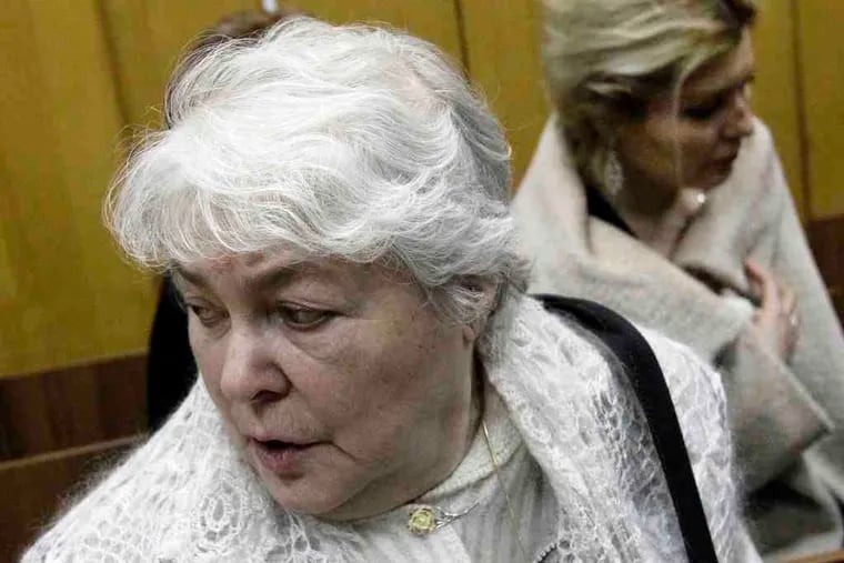 Marina Khodorkovsky leaves court after her son's sentencing yesterday. She cursed at the judge.