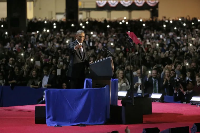 President Obama gives his farewell address at McCormick Place in Chicago.