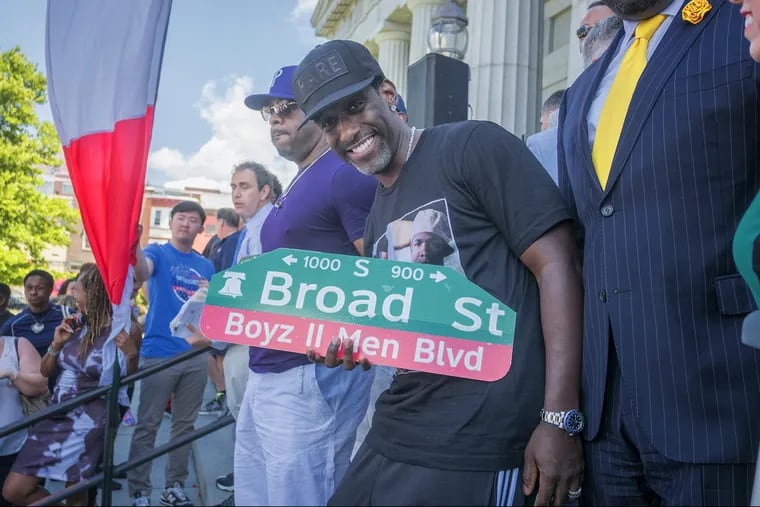 Native sons Boyz II Men were honored Saturday June 24, 2017 in a ceremony renaming Broad Street between Christian and Carpenter Streets "Boyz II Men Boulevard."