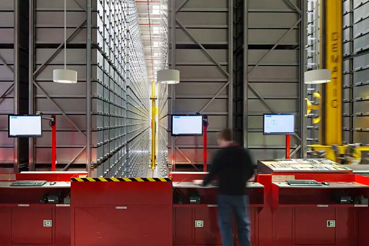An automatic book-retrieval system will be part of the new library. Here, the one at North Carolina State University in Raleigh.