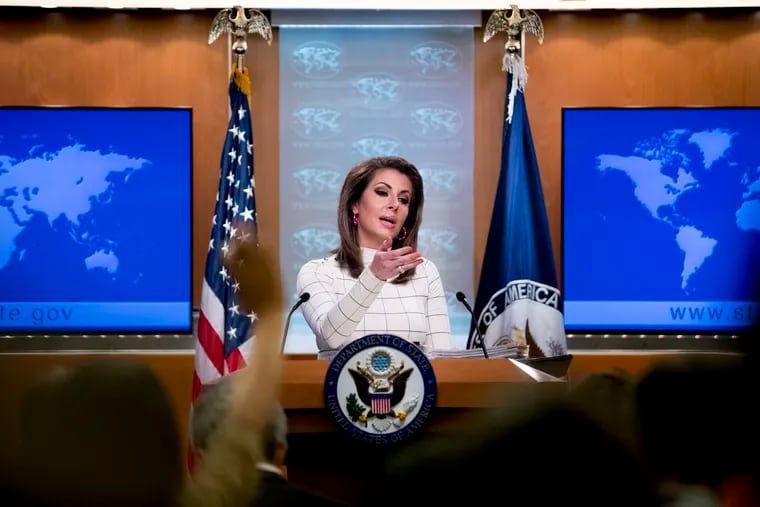 State Department spokesperson Morgan Ortagus speaks at a news conference at the State Department in Washington, Monday, June 17, 2019.
