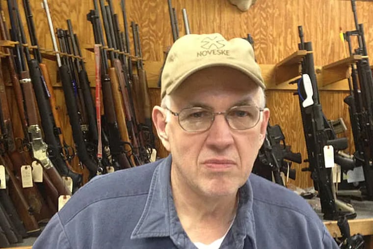 Tom Clayton of Clayton's Hunting & Fishing: &quot;Why do I have to give up my rights because someone who shouldn't have gotten a gun had one?&quot; (Jeff Gelles/Staff)