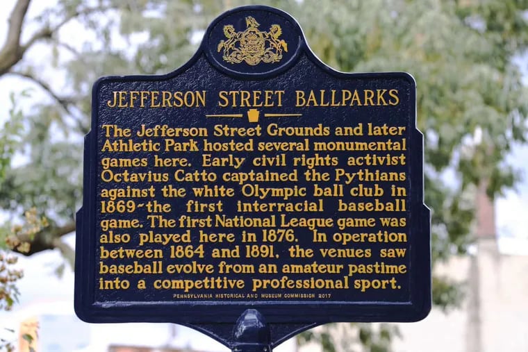 A new historical marker commemorating the Jefferson Street Ballparks was unveiled in North Philly on Saturday, Sept. 30, 2017.