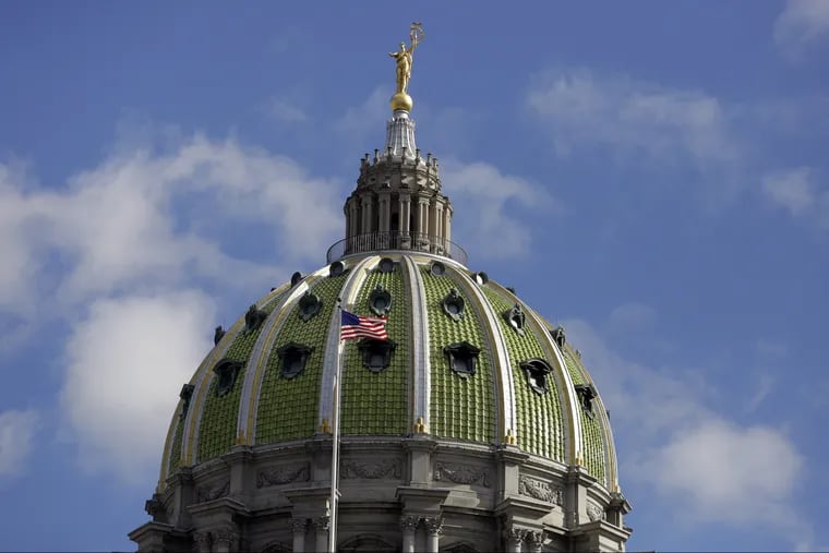 The Pennsylvania State Capitol dome in Harrisburg, Wednesday Oct. 24, 2018, in Harrisburg, Pa. (AP Photo/Jacqueline Larma)