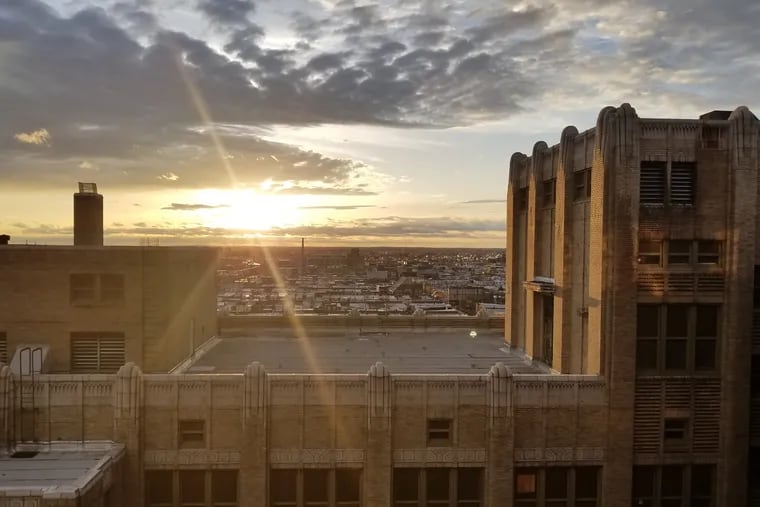 The view from Irwin's, coming to the eighth floor of Bok.
