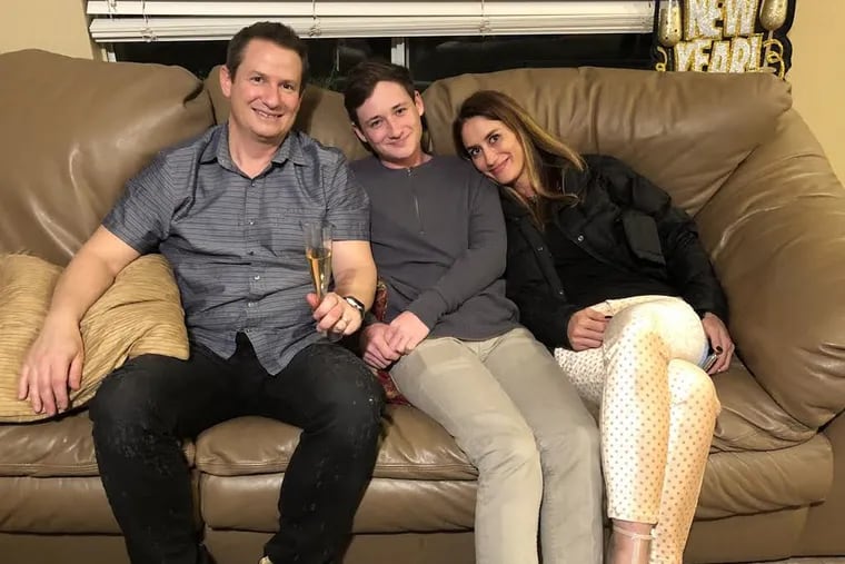 Blaze Bernstein with his parents, Gideon and Jeanne Bernstein, in California on New Year's Eve just two days before his death.