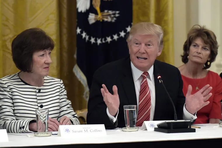 President Trump asked Republican senators, including Sen. Susan Collins of Maine, left, and Sen. Lisa Murkowski of Alaska, to kill Obamacare.