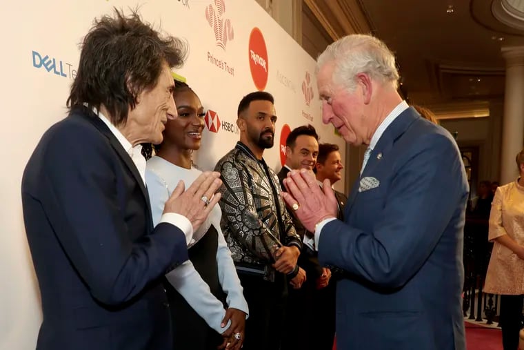 Britain's Prince Charles gave the Namaste gesture to musician Ronnie Wood at the Prince's Trust Awards in London in March.