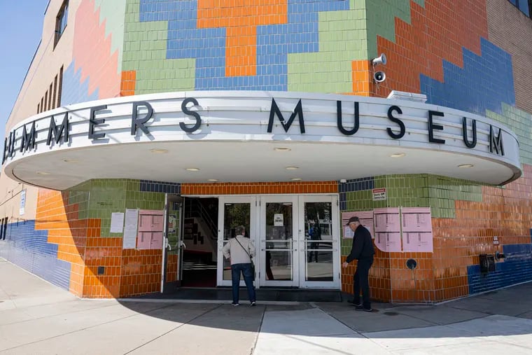 Residents enter the Mummers Museum in South Philadelphia to cast their Pennsylvania primary votes on Tuesday.
