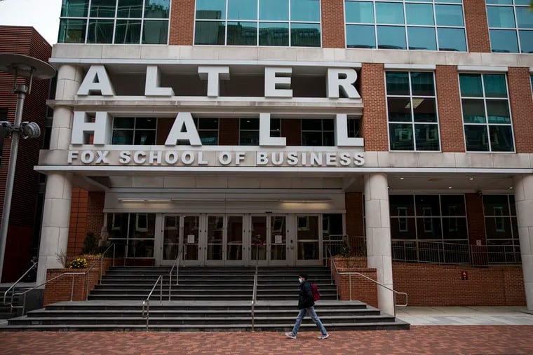 Outside of Alter Hall’s Fox School of Business at Temple University in Philadelphia, Pa., on Thursday, Dec., 2 2021.