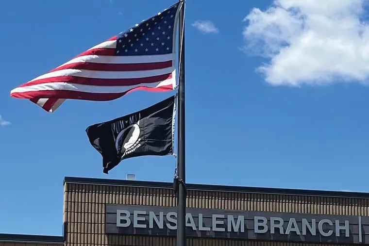 The POW/MIA flag now flies at the Bensalem Branch Library, one of Alan J. Micklin's achievements in his campaign to see the flag flown throughout the country.