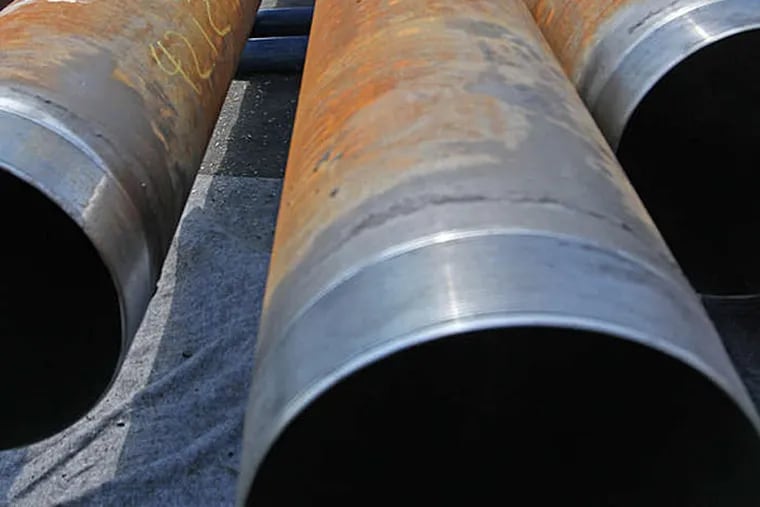Casing pipe at the Cabot Oil & Gas site outside Dimock, Pa. A group of Philadelphia business and political leaders wants to develop an ambitious Marcellus Shale natural gas pipeline to the city to fuel the growth of energy-intensive industries.