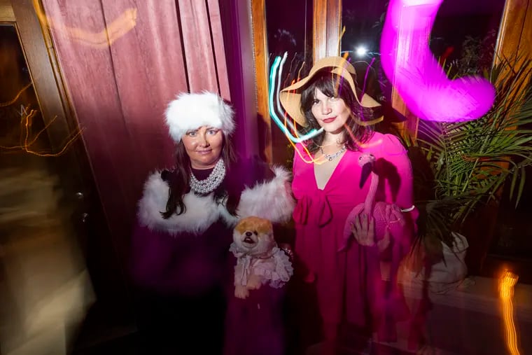 Kait Holden (left) and Arielle Brousse dress as versions of Lisa Vanderpump as Mish Mish transforms into SUR from "Vanderpump Rules" on Sunday.