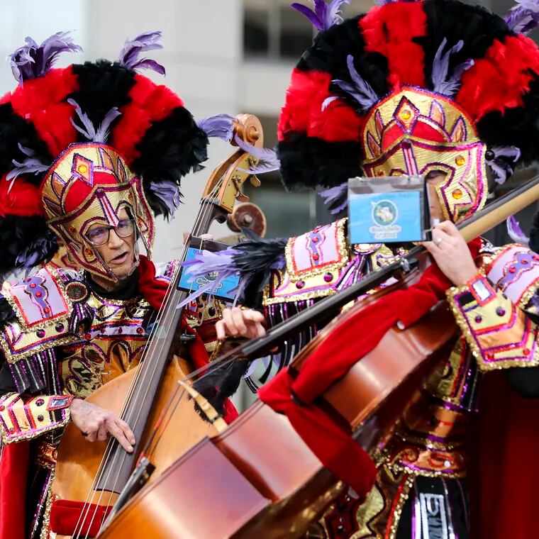The Durning String Band performs “Greek Balls Of Fire” during the 2023 Mummers Parade in Philadelphia, Pa. on Sunday, January 1, 2023.