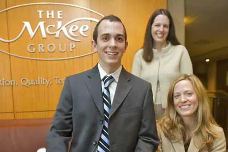 The next generation of McKees, Frank J. Jr. and sisters Jenni McKee (right) and Kate Black is the new face of the McKee Group, a 60-year-old Delaware County-based development company. (John Costello / Staff Photographer)