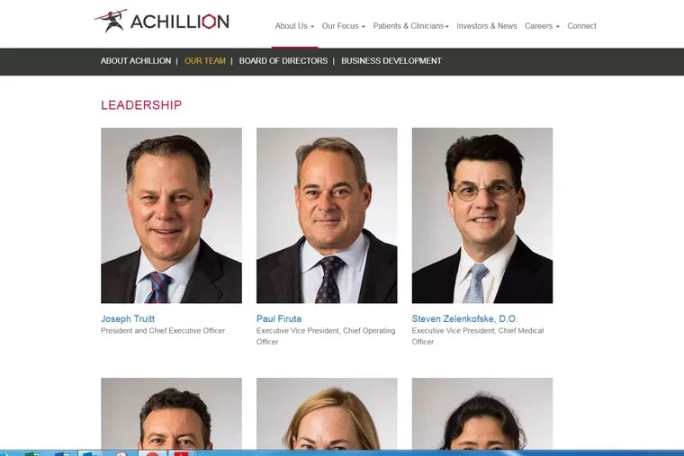 Achillion, a biotech company focused on orphan diseases, has moved its headquarters from Connecticut to Blue Bell.