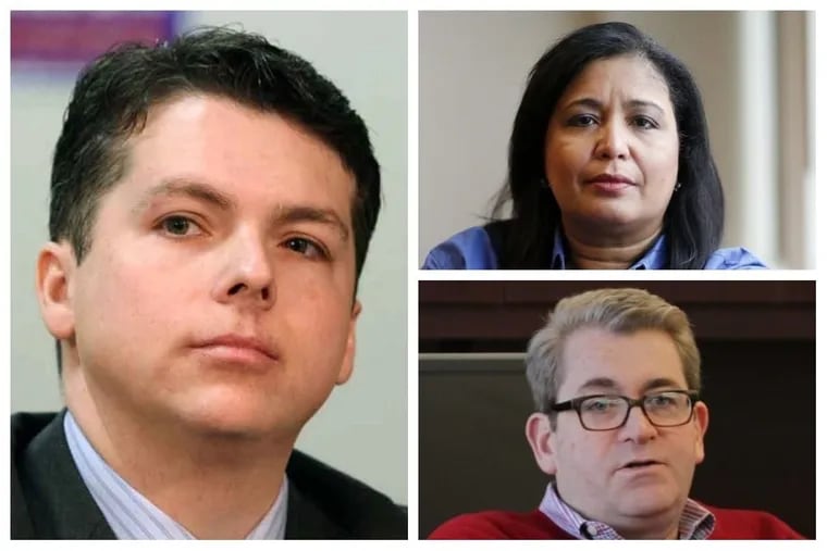 Councilwoman Maria Quiñones-Sánchez (top right) and School Reform Commission member Bill Green (bottom right) are rumored to be thinking about challenging U.S. Rep. Brendan Boyle (left).