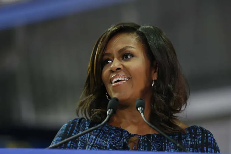 At La Salle University, Michelle Obama makes the case for voting for Hillary Clinton.