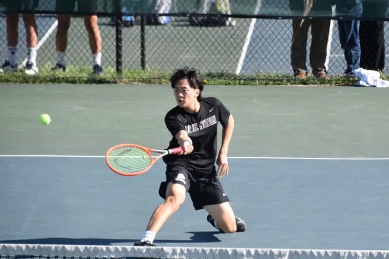 Brian Yi plays at the Central Athletic League championship match on April 19, 2023, at Conestoga High School.