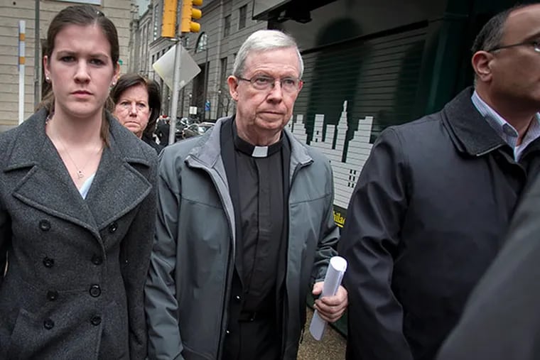 Monsignor William Lynn leaves the Criminal Justice Center in Philadelphia on Monday, January 6, 2014. (ALEJANDRO A. ALVAREZ / STAFF PHOTOGRAPHER)