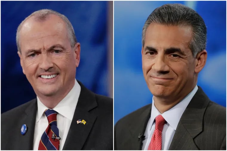 New Jersey gubernatorial candidates Phil Murphy (left), Democrat, and Jack Ciattarelli, Republican (right). (JULIO CORTEZ / Associated Press)