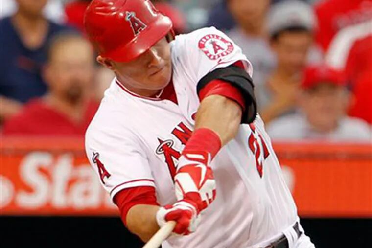 Angels' Mike Trout knocked in five runs on Saturday night. (AP Photo/Reed Saxon)