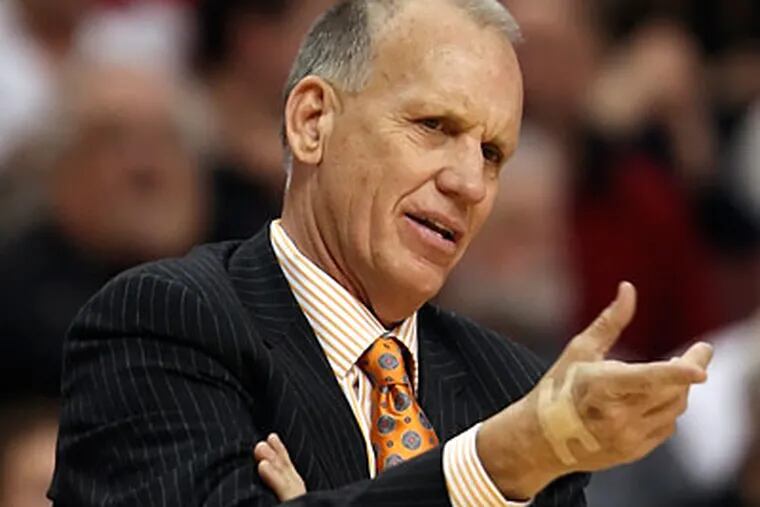 Coach Doug Collins will start his second season with the Sixers on a five-game road stretch. (Steven M. Falk/Staff file photo)