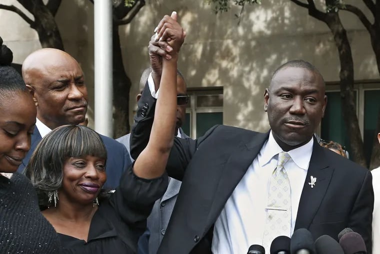 Jannie Ligons, one of the 13 sexual-assault victims, was hailed by attorney Benjamin Crump on Friday.