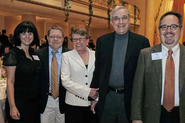 At the Art-Reach fund-raiser (from left): Honorees Amy Murphy and Terry Nolen; Susan Sherman; Ira Brind; and Michael Norris, executive director.