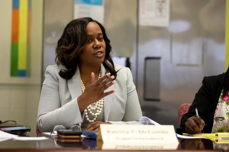 In this file photo, Camden School Superintendent Katrina McCombs speaks during a Camden Advisory School Board meeting.