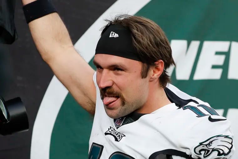 Eagles quarterback Gardner Minshew sticks out his tongue after the Eagles beat the New York Jets 33-18 on Sunday, December 5, 2021 at MetLife Stadium in East Rutherford, New Jersey.