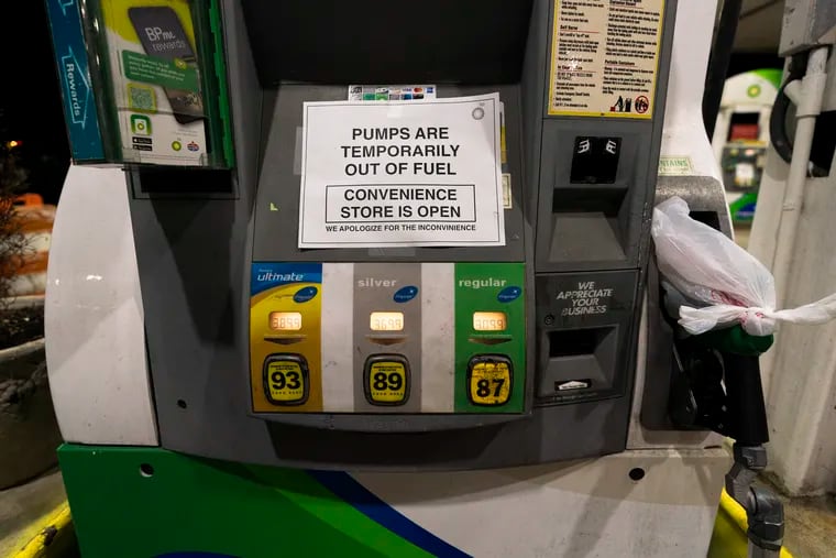 A gas station in Silver Spring, Md., is out of fuel.