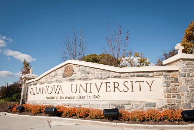 A welcome sign at the Villanova University campus. Recent changes to teacher evaluation forms meant to address inclusion have prompted debate around classroom speech.