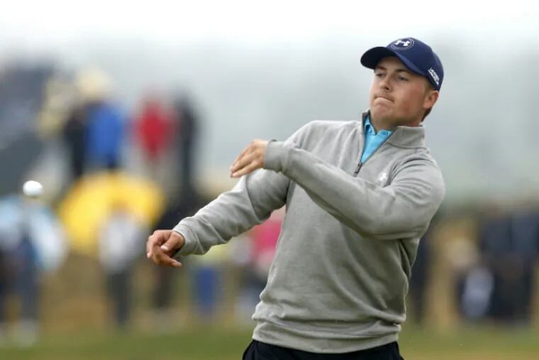 Jordan Spieth reacts to his double bogey on the eighth hole during the final round of the British Open. (TNS)