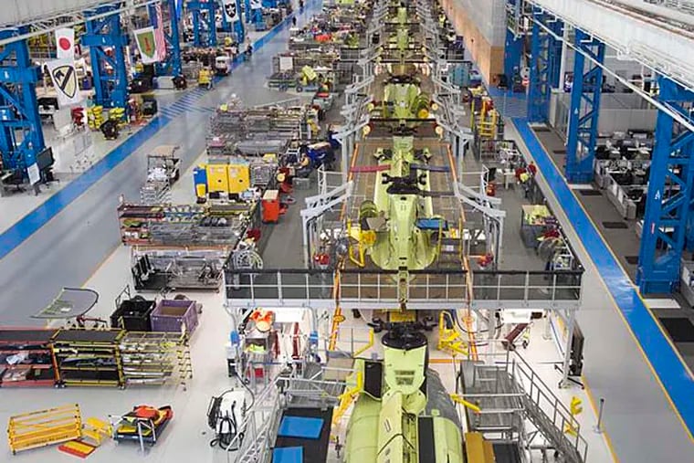 U.S. Army Chinook Assembly line at the Boeing Plant, Ridley Park, October 23, 2012.  ( DAVID M WARREN / Staff Photographer )