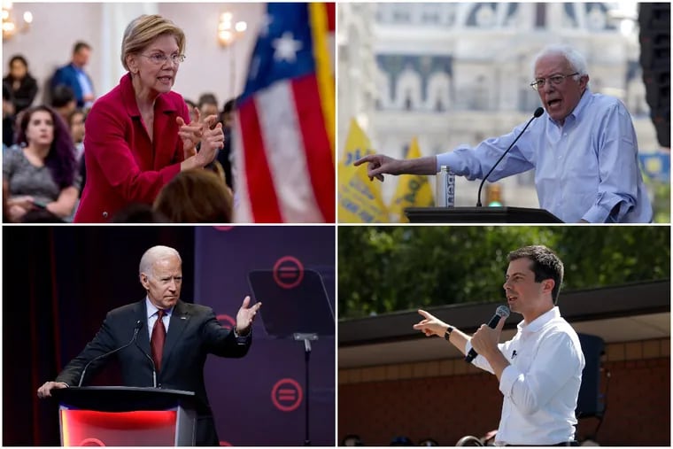(Clockwise from top left:) Sen. Elizabeth Warren, Sen. Bernie Sanders, Mayor Pete Buttigieg, and former vice president Joe Biden have the highest number of small-dollar donors in Pennsylvania.