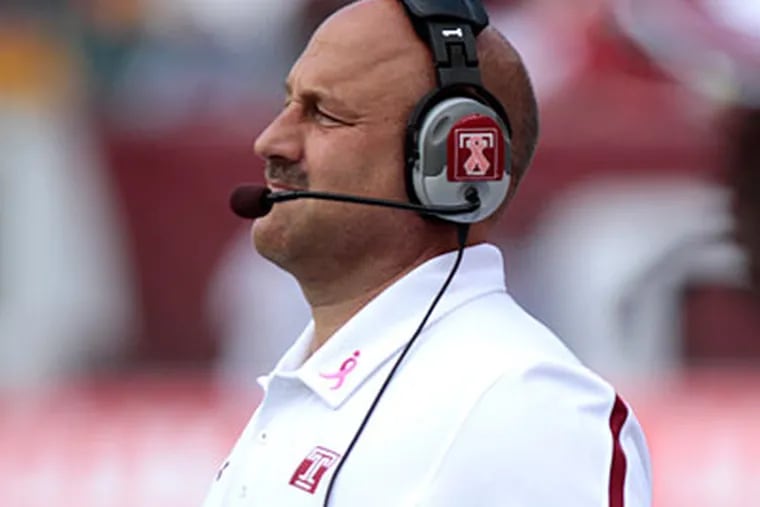 Temple coach Steve Addazio is hoping to keep the Owls in MAC title contention. (David Swanson/Staff Photographer)