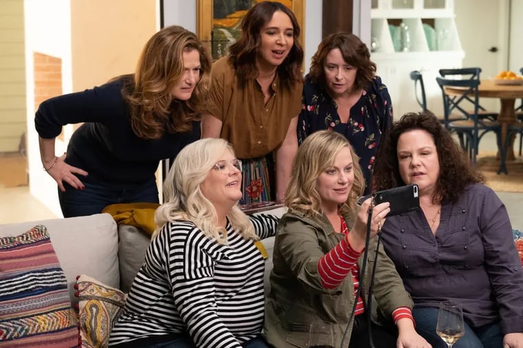 Cast of "Wine Country," rear row from left: Ana Gasteyer, Maya Rudolph,  Rachel Dratch; front row: Paula Pell, Amy Poehler, Emily Spivey.