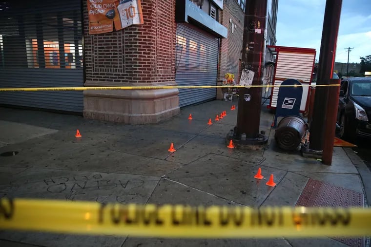 The scene of a double shooting at Broad and Lehigh Streets on June 21, 2021.